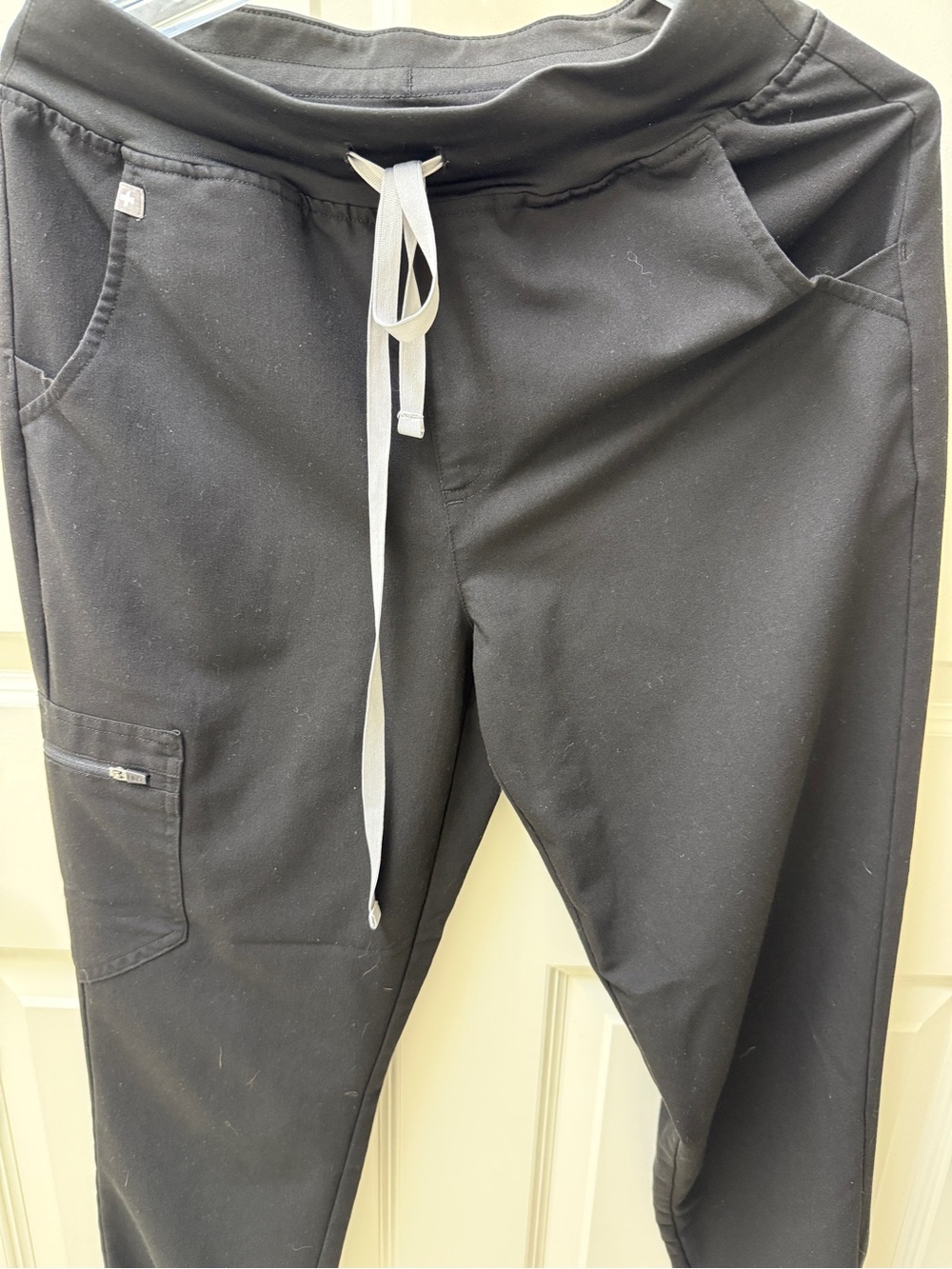Figs Black Women's Cargo Joggers with White Drawcord